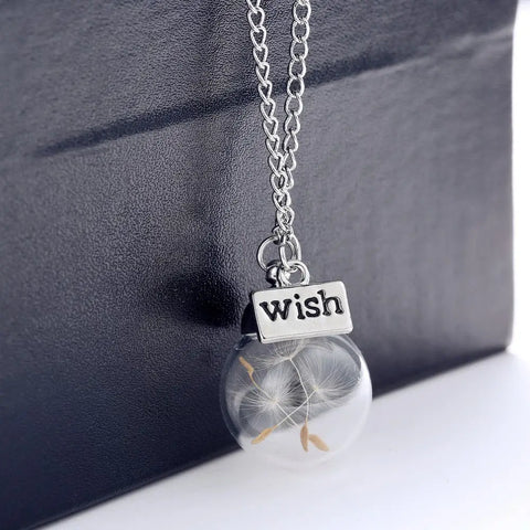 Real Dandelion Bottle Necklace