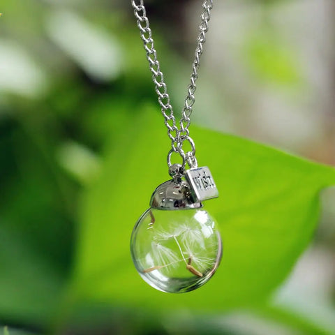 Real Dandelion Bottle Necklace
