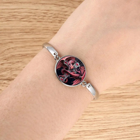 Red Dragon Round Cameo Bracelet
