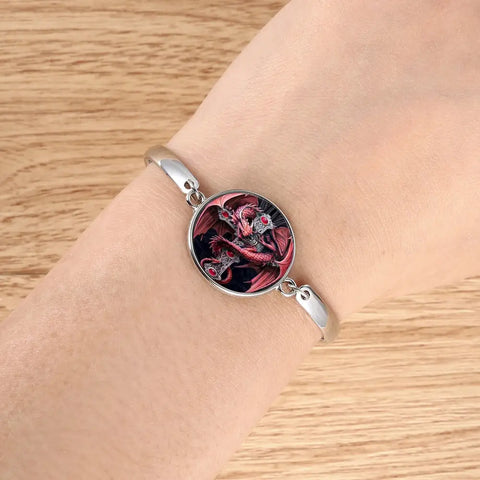 Red Dragon Round Cameo - Bracelet