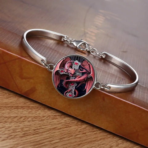 Red Dragon Round Cameo - Bracelet