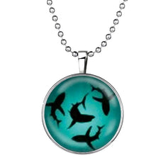 Sharks Round Cameo - Necklace