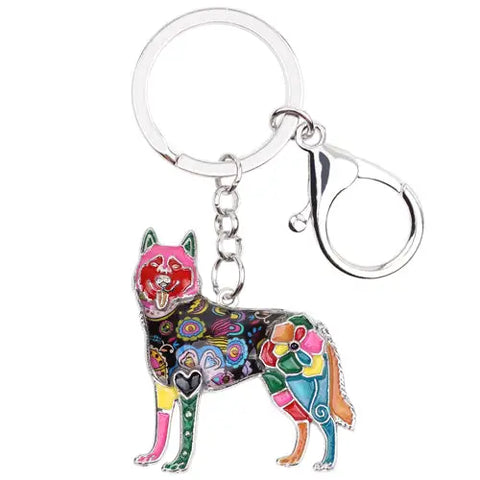 Siberian Husky Multicolor Keychain