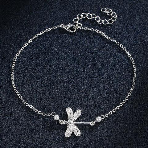Silver Color Dragonfly Anklet