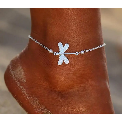 Silver Color Dragonfly Anklet