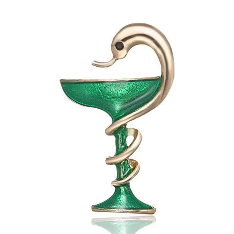 Snake over cup brooch