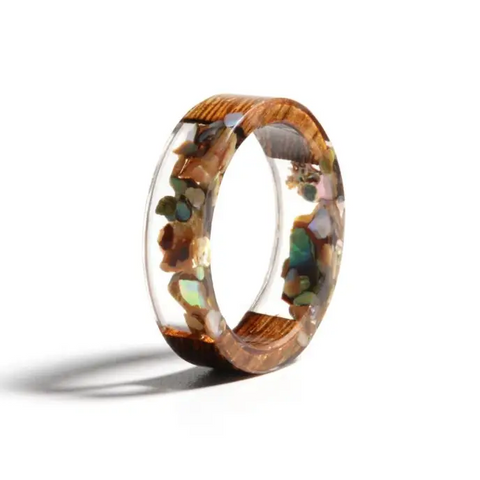 Stone and Resin Wood Ring