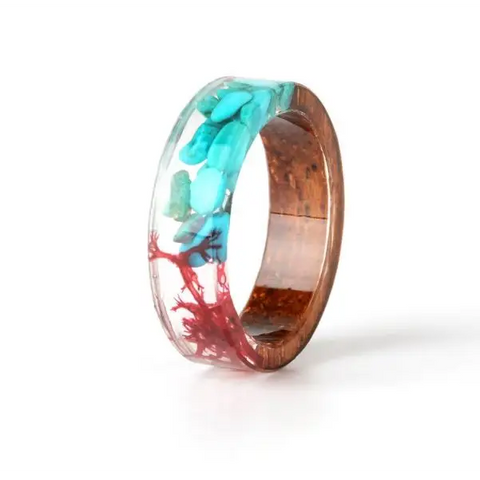 Stone and Resin Wood Ring