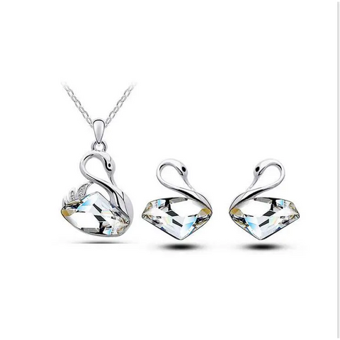 Jewelry Set - Swan Necklace And Earrings Set