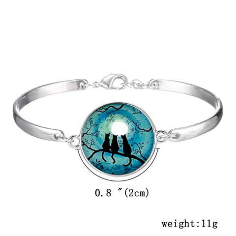 Three Cats Glow in the Dark Round Cameo - Bracelet