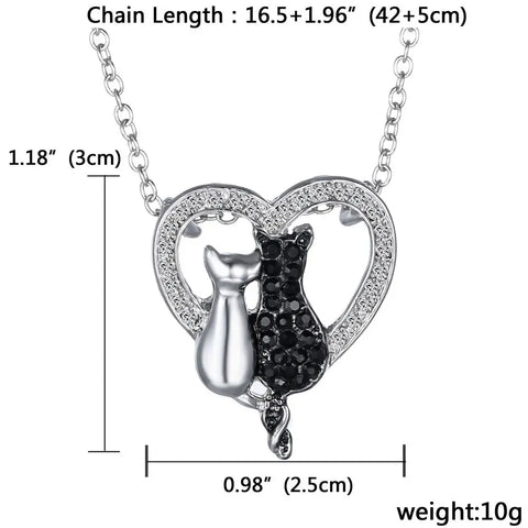 Vintage Cat Heart Necklace