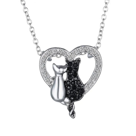 Vintage Cat Heart Necklace