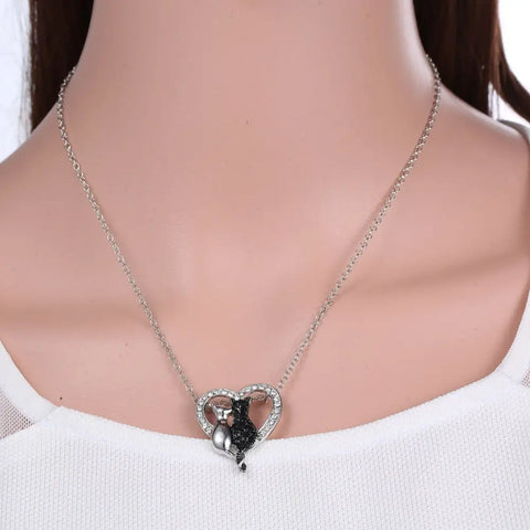 Vintage Cat Heart Necklace