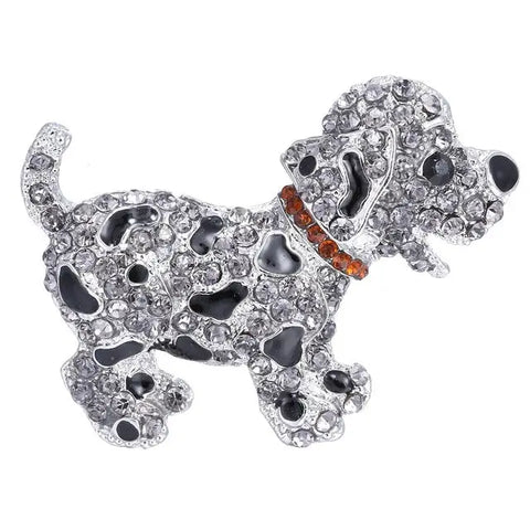 Vintage Crystal Cute dog Brooch