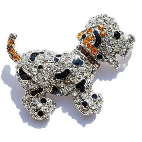 Vintage Crystal Cute dog Brooch