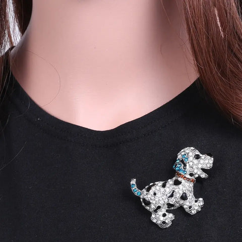 Vintage Crystal Cute dog Brooch