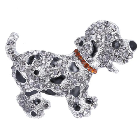 Vintage Crystal Cute dog Brooch