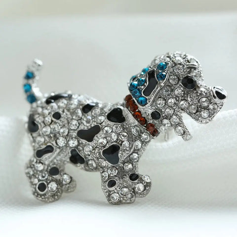 Vintage Crystal Cute dog Brooch