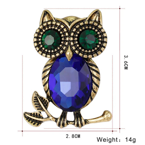 Vintage Crystal Owl Brooch