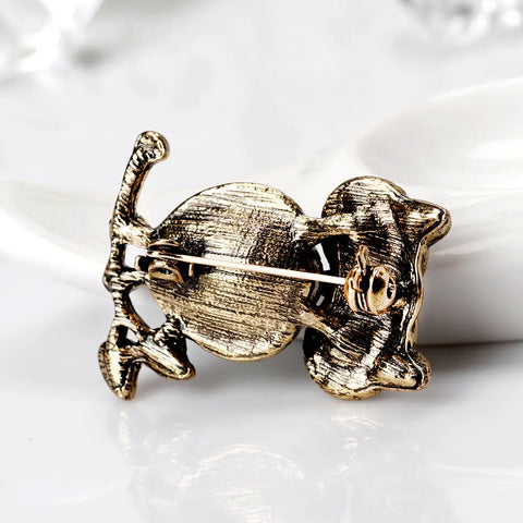 Vintage Crystal Owl Brooch
