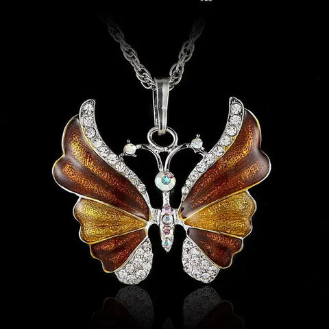 Vintage Enamel Butterfly Necklace