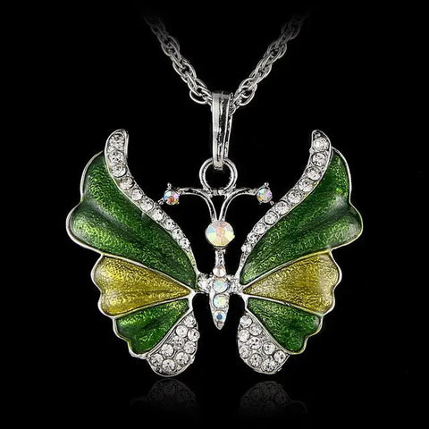 Vintage Enamel Butterfly Necklace