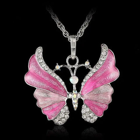 Vintage Enamel Butterfly Necklace
