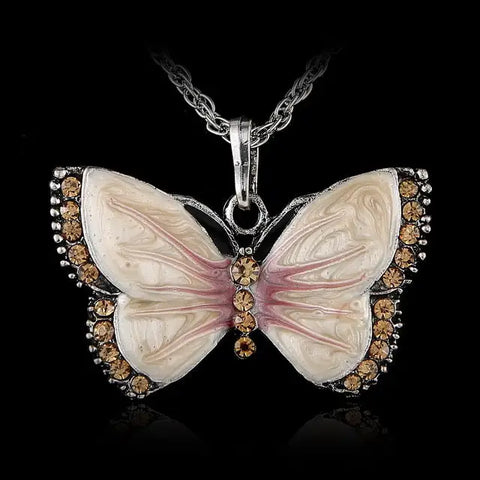 Vintage Rhinestone Butterfly Necklace