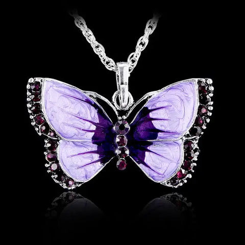 Vintage Rhinestone Butterfly Necklace