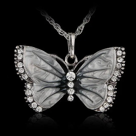 Vintage Rhinestone Butterfly Necklace