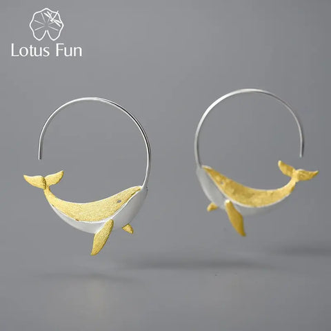 Whale Silver Hoop Earrings