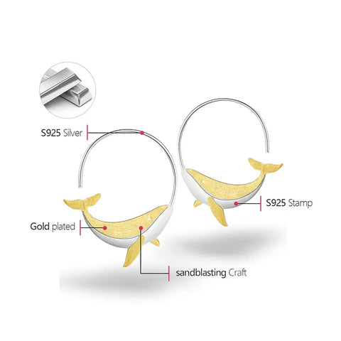 Whale Silver Hoop Earrings