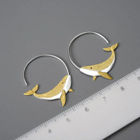Whale Silver Hoop Earrings