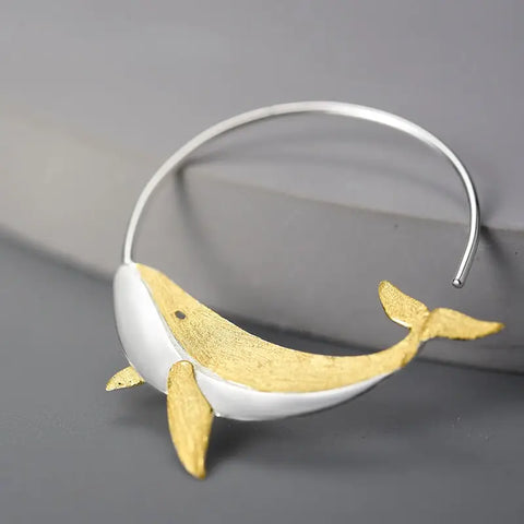 Whale Silver Hoop Earrings