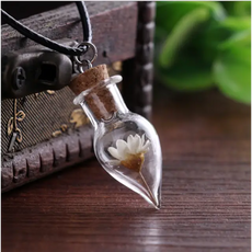 White Flower Bottle Necklace