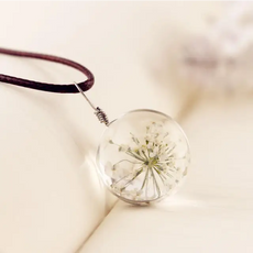 White Flower Glass Necklace