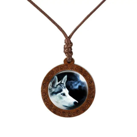 Wolf  Wood Necklace