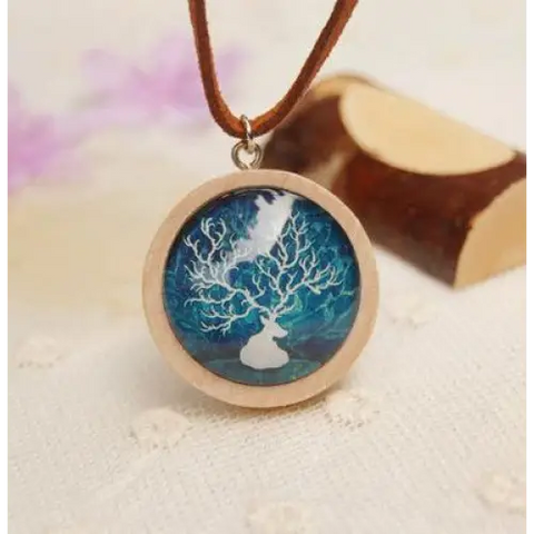 Wood Deer Necklace
