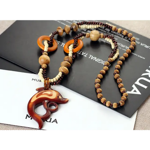 Wood Dolphin Necklace