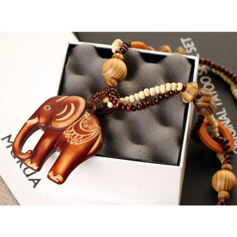 Wood Elephant Necklace
