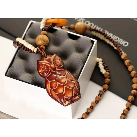 Wood Owl Necklace