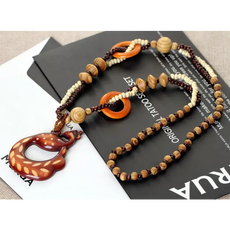 Wood Peacock Necklace