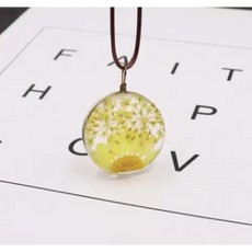 Yellow Dried Ball Necklace