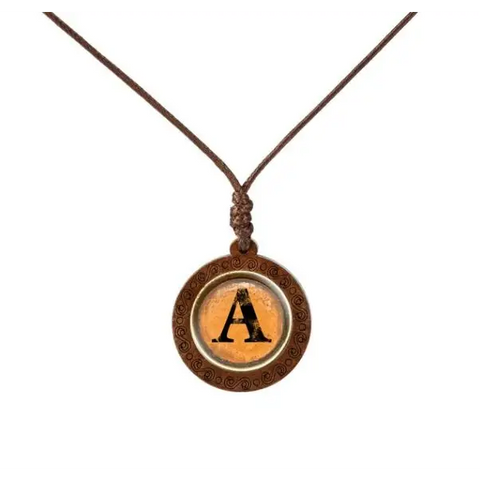 Yellow Letter Wood Necklace