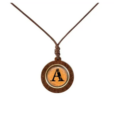 Yellow Letter Wood Necklace