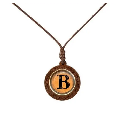 Yellow Letter Wood Necklace