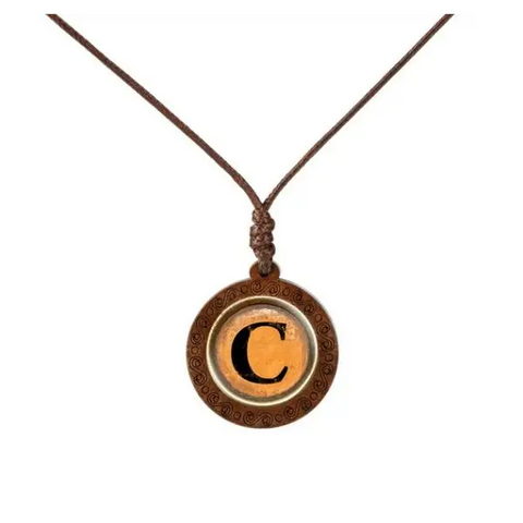 Yellow Letter Wood Necklace