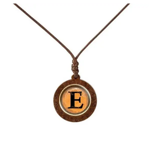 Yellow Letter Wood Necklace