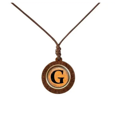 Yellow Letter Wood Necklace
