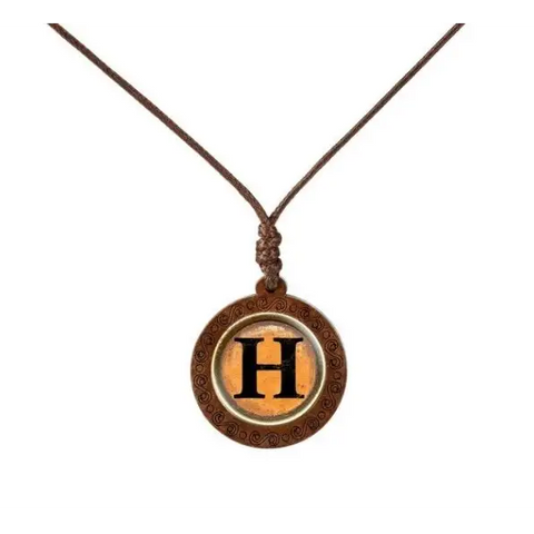 Yellow Letter Wood Necklace